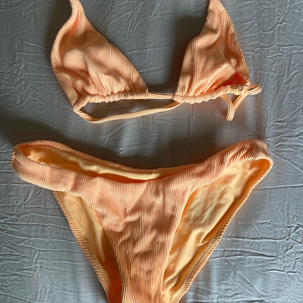Kulani Kinis Ribbed Mango Bikini Set